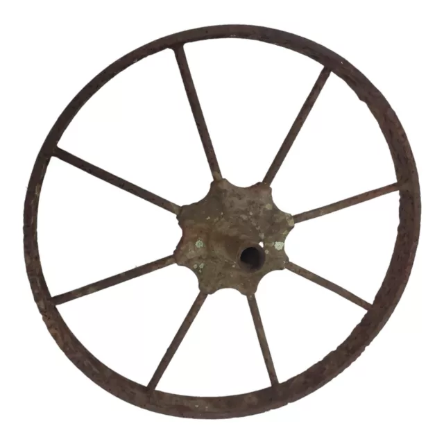 Vintage Cast Iron Wagon Cart Wheel 16” Diameter 7 Spokes Primitive Antique