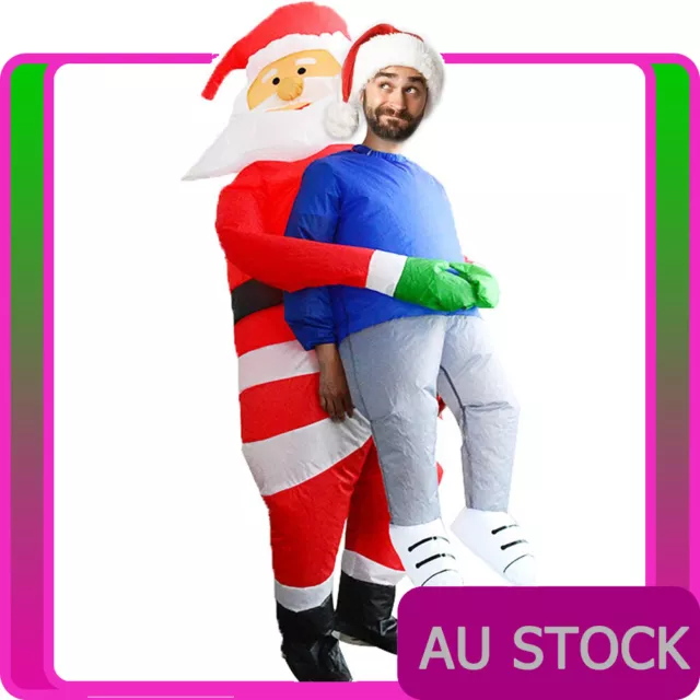 Mens Inflatable Santa Claus Costume Adult Christmas Cosplay Carry Funny Blow Up