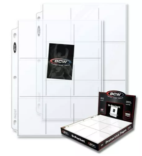 200 BCW Pro 9-Pocket Sports / Baseball / Trading Card Album Pages binder sheets