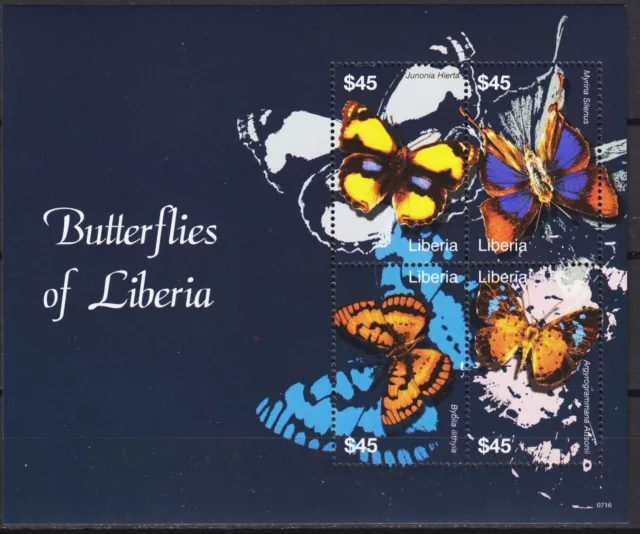 Liberia 2007 Butterfly Butterflies Insects Nature Conservation sheet MNH