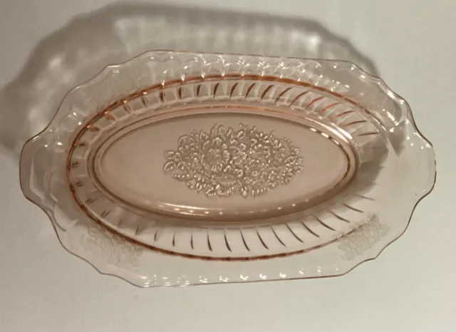 Mayfair Open Rose Pink Depression Glass Serving Bowl 1930's Anchor Hocking