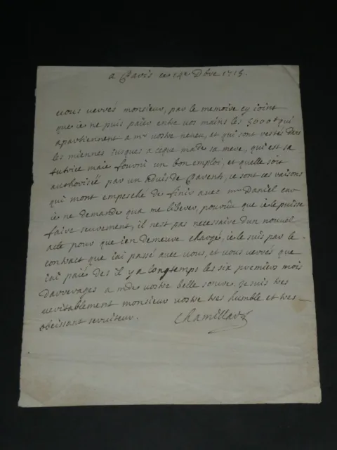Michel Chamillart  - LETTRE autographe SIGNÉE,  Pontchartrain, 3 pages, 1693