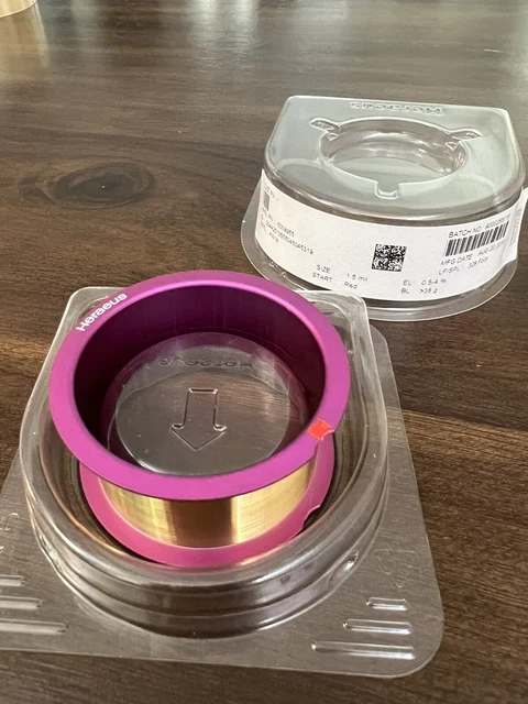 Heraeus 1.5mil Gold Wire Roll, 328ft For Wire Bonder- El 0.5-4%, BL 38