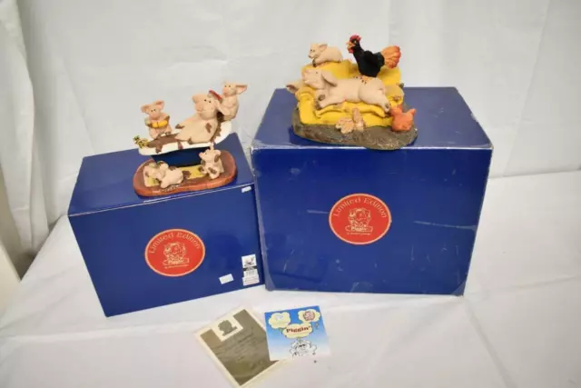 Limited Edition Piggin Figurines x 2 Bathtime & Mondays Boxed With Certificates