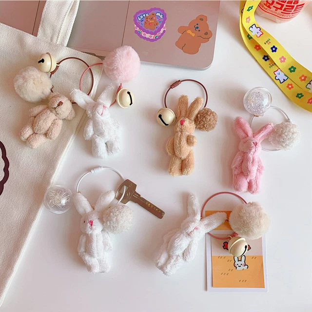Bear Cute Lovely Key Ring Bell Key Chains Plush Doll Keychain Bag Accessories