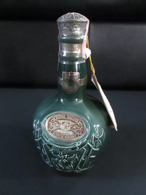Chivas Bros. Scotland Green Spode Royal Salute Scotch Whiskey Bottle [empty]