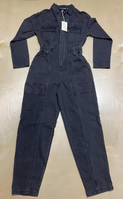 Universal Thread Women’s Black Denim Romper Jumpsuit Size 4 Long Sleeve Collared