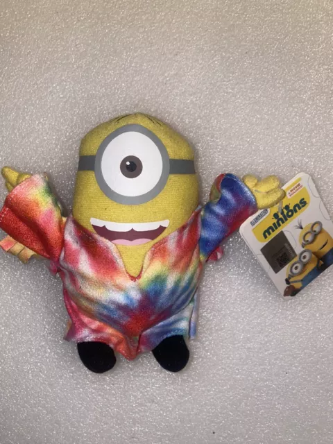 Genuine Stuart Minion Plush Toy, Hippy Minion Bright Tie Dye Top Despicable Me