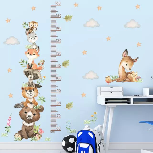 Kids Animals Height Chart Wall Sticker Cartoon Decals Bedroom Nursery Decals