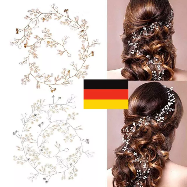 Perlen Haarschmuck Brautschmuck Hochzeit Haarkette Haarband Haardraht 35/50cm