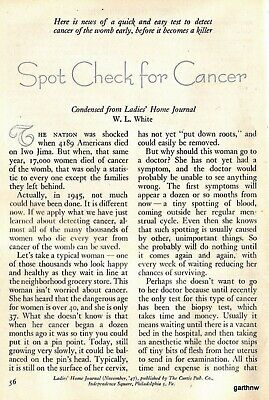 Pap Smear 1948 New Test Feature Spot Check For Cancer History