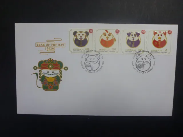 AUST 2020 CHRISTMAS Is YEAR OF THE RAT SET 4 STAMPS FIRST DAY COVER