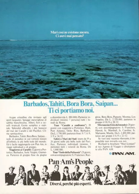 PAN AM AMERICAN Airlines Pubblicità 1 pagina 1978 originale PEOPLE