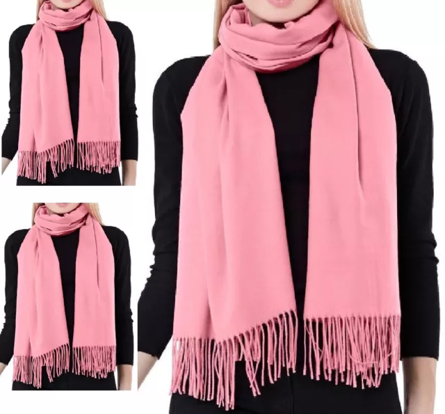 Cashmere Scarf Pink Ladies Wool Shawl Large Thick Warm Luxury Women's Wrap NEW