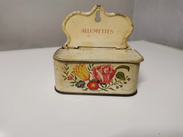 Boîte à allumettes ancienne Blanc/Marron Porcelaine Boîte à allumettes ancienne Blanc/Marron Porcelaine