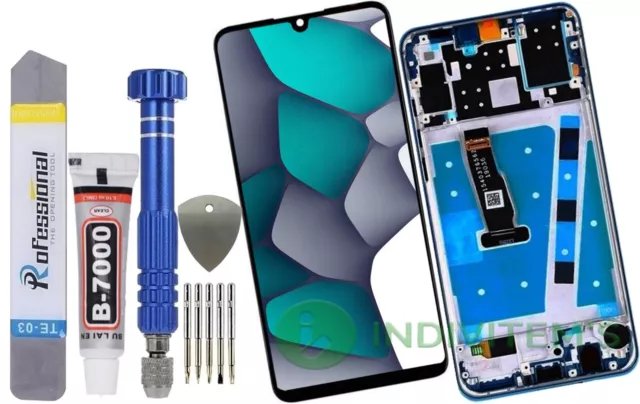 Pour Huawei P30 Lite MAR-L21 Display LCD + Écran Yactile + Cadre Bleu