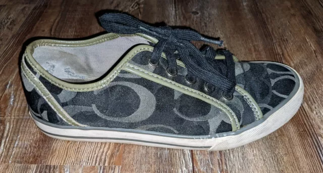 Coach Dee womens signature canvas black green shoes size 7