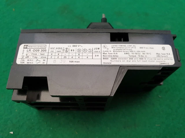 TELEMECANIQUE OVERLOAD RELAY 0.63 - 1 Amp LR1 D09305A65 $55.20 ...