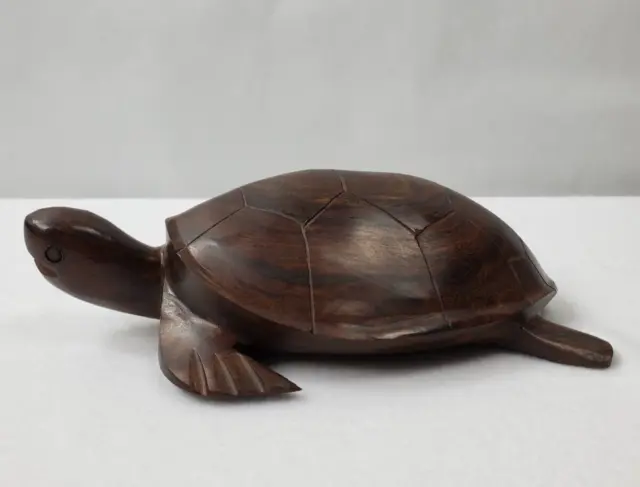 Sea Turtle Ironwood Hand Carved Vintage Mid Century High Luster Polish Mexico