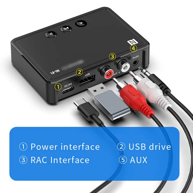 Récepteur Bluetooth RCA Audio Filaire Casque TV Smart Car Player Adaptateur