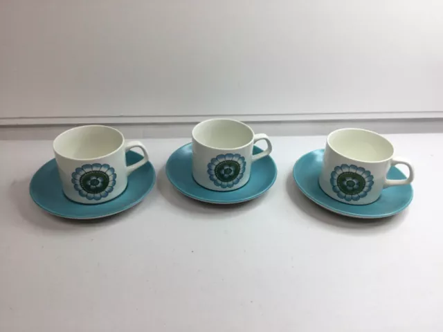 JG Meakin STUDIO CAPRI Retro Turquoise Cup And Saucer Sets