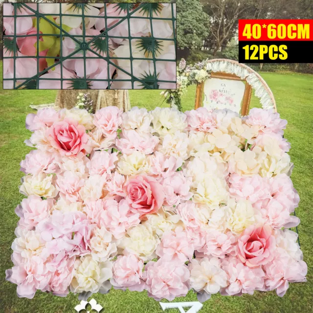 12 Stück Blumenwand Hochzeit, 40X60cm, Künstliche Blumen, Rosenwand Dekor