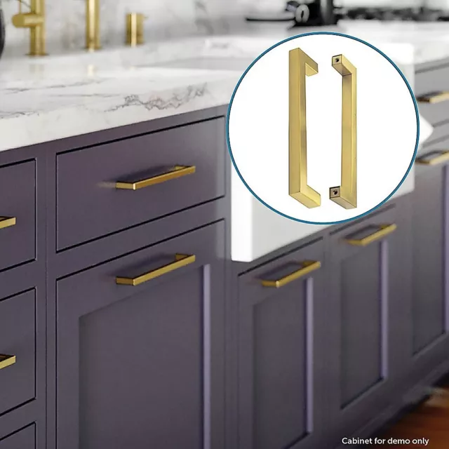 Brushed Brass Drawer Pulls Kitchen Cabinet Handles - Gold Finish 256mm