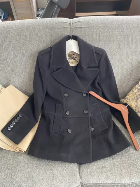 Burberry London Fox Fur Collar Virgin Wool Cashmere Melfield Peacoat US 8 R$2195 3