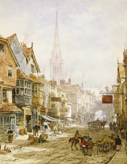 Louise Rayner "High Street, Salisbury" british city life female artist religious