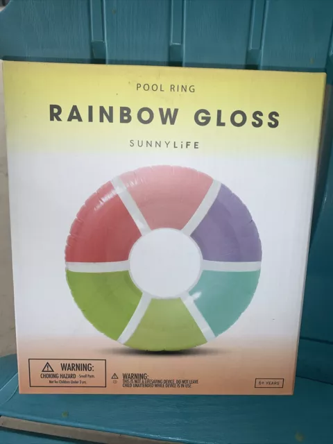 Sunnylife Inflatable Pool Ring Float Rainbow Gloss 43.5” New In Box