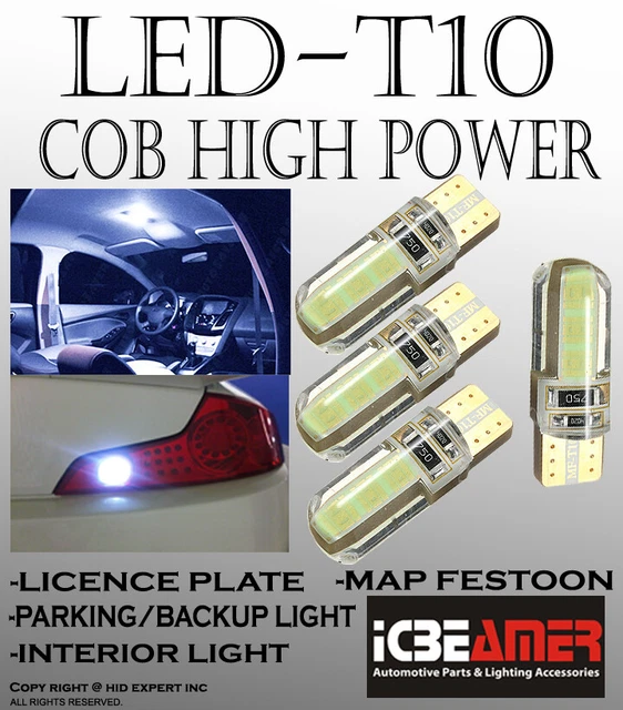 2 pairs T10 COB LED White Direct Replaces for Vehicle Auto Step Light Lamps U424