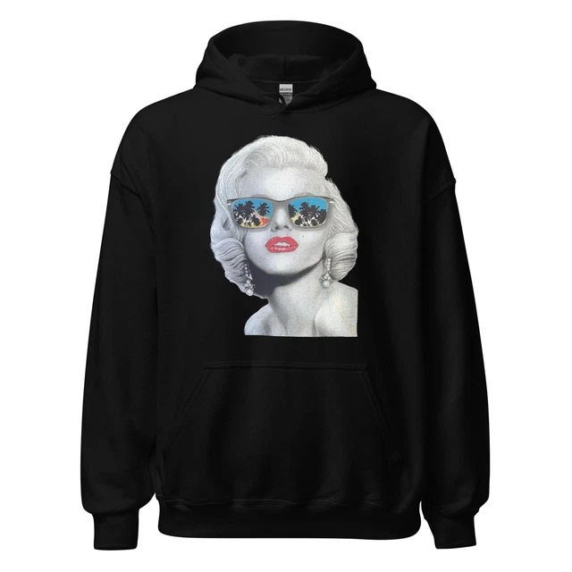 Marilyn Monroe Hoodie Pop Culture Actresses Portrait with Ray Ban Mirrored Sungl