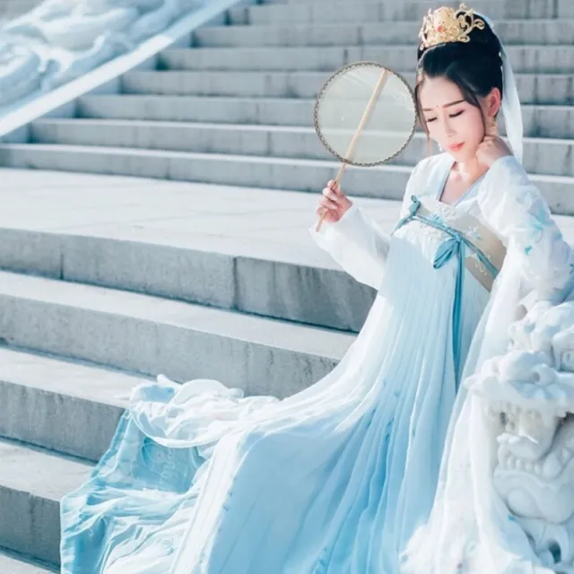 Femme Ancien Chinois Brodé Hanfu Robe Haut Poitrine Costume Jupe Déguisement