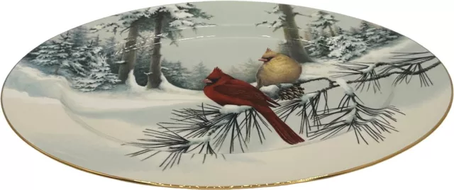 Lenox Winter Greetings Scenic Platter Oval Serving Cardinal 16" USA