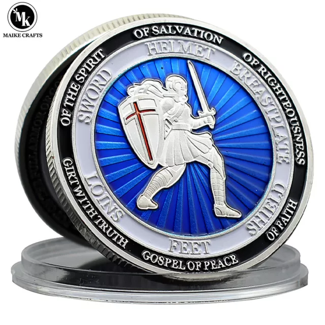 Armor Soldier Challenge Coin Put on The Full Armor of God Silver Coin Collection