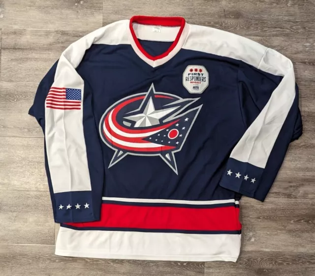 Columbus Blue Jackets First Responders Night Hockey Jersey Mens XL Jet Pizza