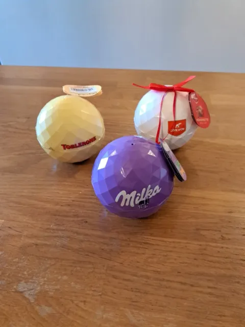 Lot de 3 Boules de chocolat en assortiment (Milka, Toblerone, Cotes d'or)