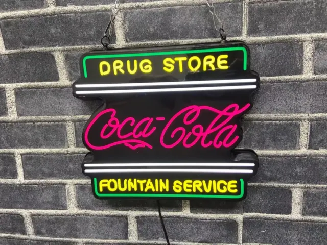 Coca Cola Drug Store Coke Fountain Service 10" Vivid LED Neon Lamp Sign Light