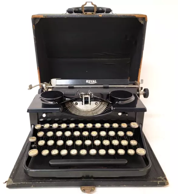 Vintage 1930 ROYAL Model P Black Portable Typewriter Keys Stick VIDEO P242740