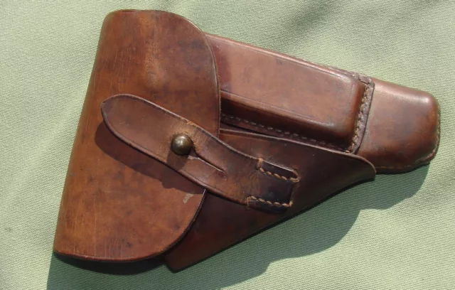 Named WWII German Germany Walther PPK or Mauser Pistol Gun Leather Holster