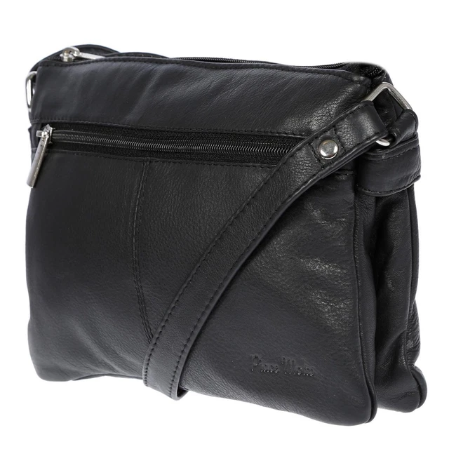 Petit Véritable Cuir pour Femmes Umhängetasche Sac Bandoulière Sac à Main Noire