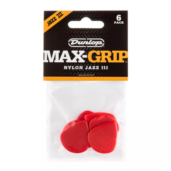 DUNLOP Max-Grip Jazz III Nylon Pick ❘ Plektren ❘ guitar picks ❘ 6er Pack