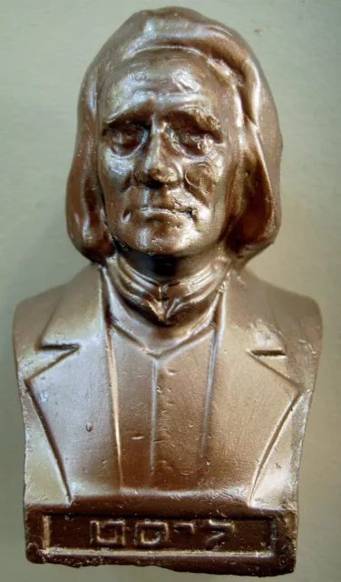 1940 Palestine LISZT BUST STATUE Jewish ISRAEL SCULPTURE Plaster BRONZE Hebrew