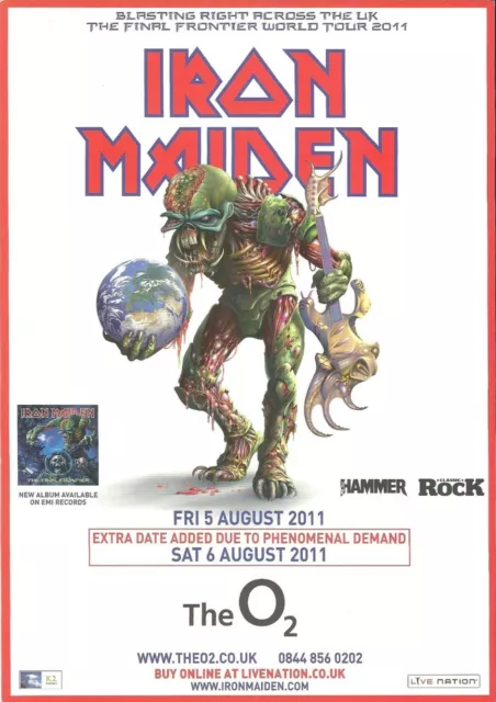 IRON MAIDEN    LONDON O2 AUGUST 5th  2011 FLYER