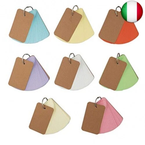 Flash Cards,Index Cards 8 Pacchi 400 Fogli Flashcards,Carta Kraft Multicolore