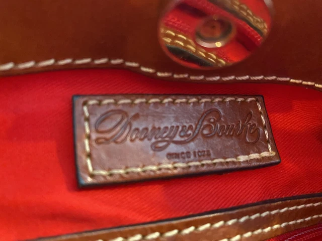 Dooney & Bourke  Barlow Cognac Ostrich Leather Satchel Tote Shoulder Lg Bag.