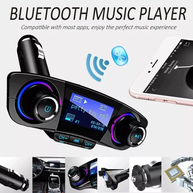 Car FM Transmitter Bluetooth MP3 Player Hands free Radio Adapter Kit USB Charger