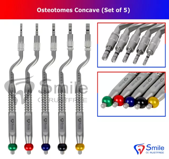 5 Pièces Sinus Lift Osteotomes Kit Courbé Coudés Concave Implant Dentaire Bord