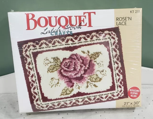New Bouquet Latch Hook Crafts Rose 'N Lace KT 211  21 x 30  Country Grannycore