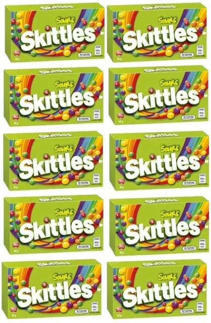 919730 10 X 45G Box Skittles Sour Flavoured Candies Sour Fruit Fruity Mix Sours